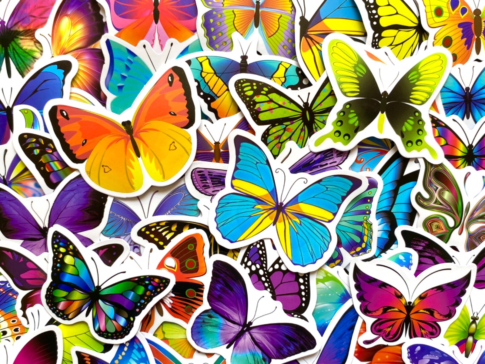 5-50 pcs Butterfly Stickers, Lucky Animal Vinyl Stocking Stuffer Phone Decals