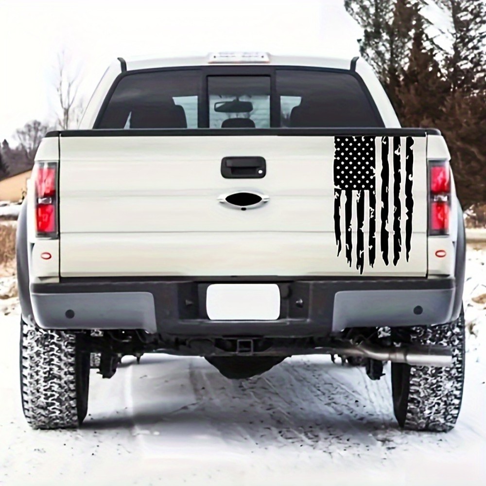 1 PCS Distressed Flag, 20 Inches Tailgate Vinyl Decal Compatible With Most Black