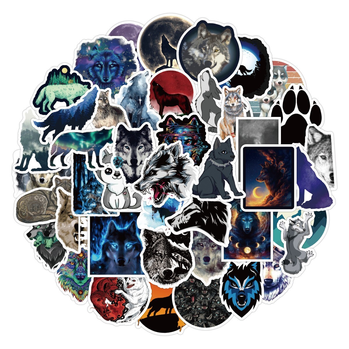 100Pcs Wolf Cartoon Sticker for Adults Teens Girls Scrapbooking Water Bottles