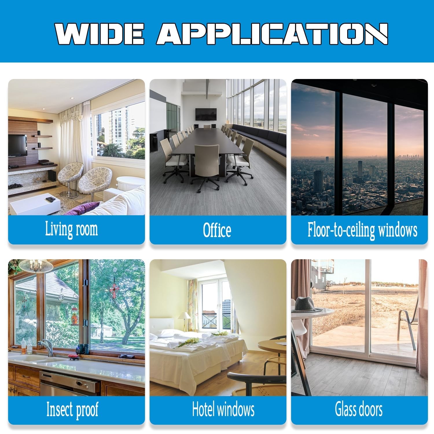 Window Privacy Film One Way Daytime 17.5 in x 6.5 Ft Static Cling Sun and Hea…