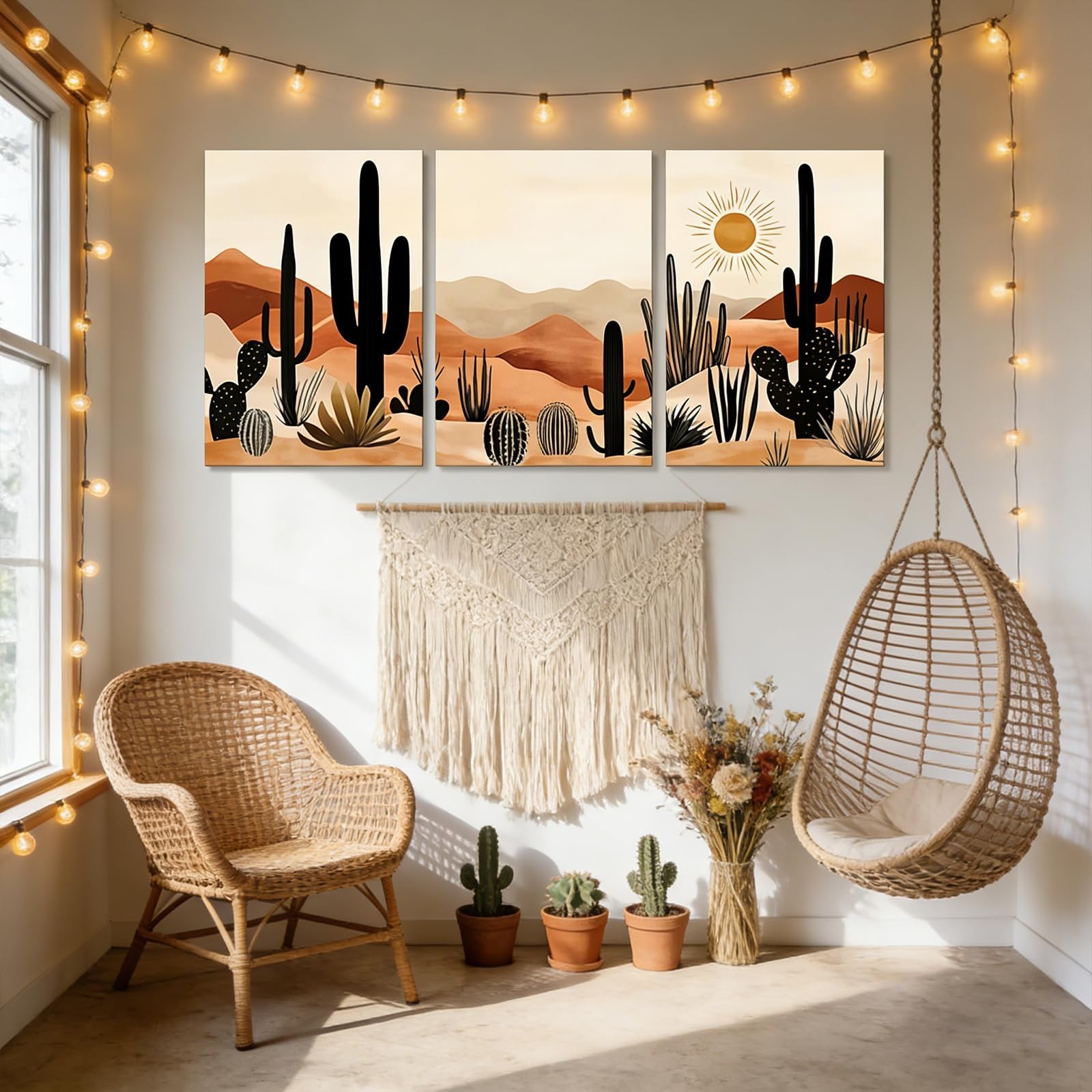 BWCWVGBN Cactus Canvas Wall Art Set of 3 Desert Plants Posters Wall Decor Mid…