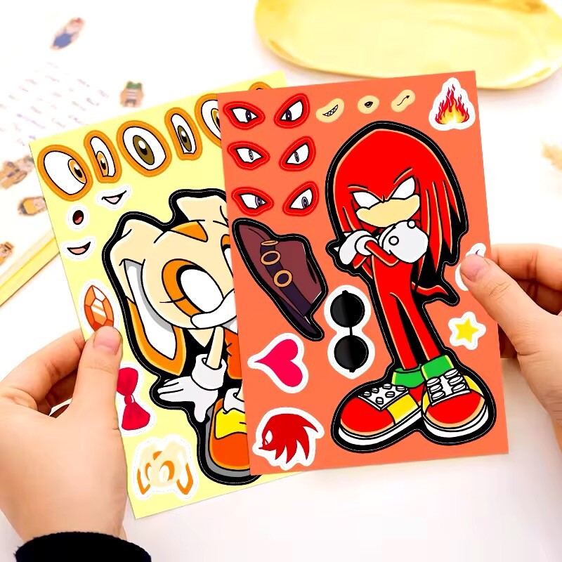 Sonic the Hedgehog – 8 Character Sticker Sheet Pack – Shadow, Tails, Knuckles..