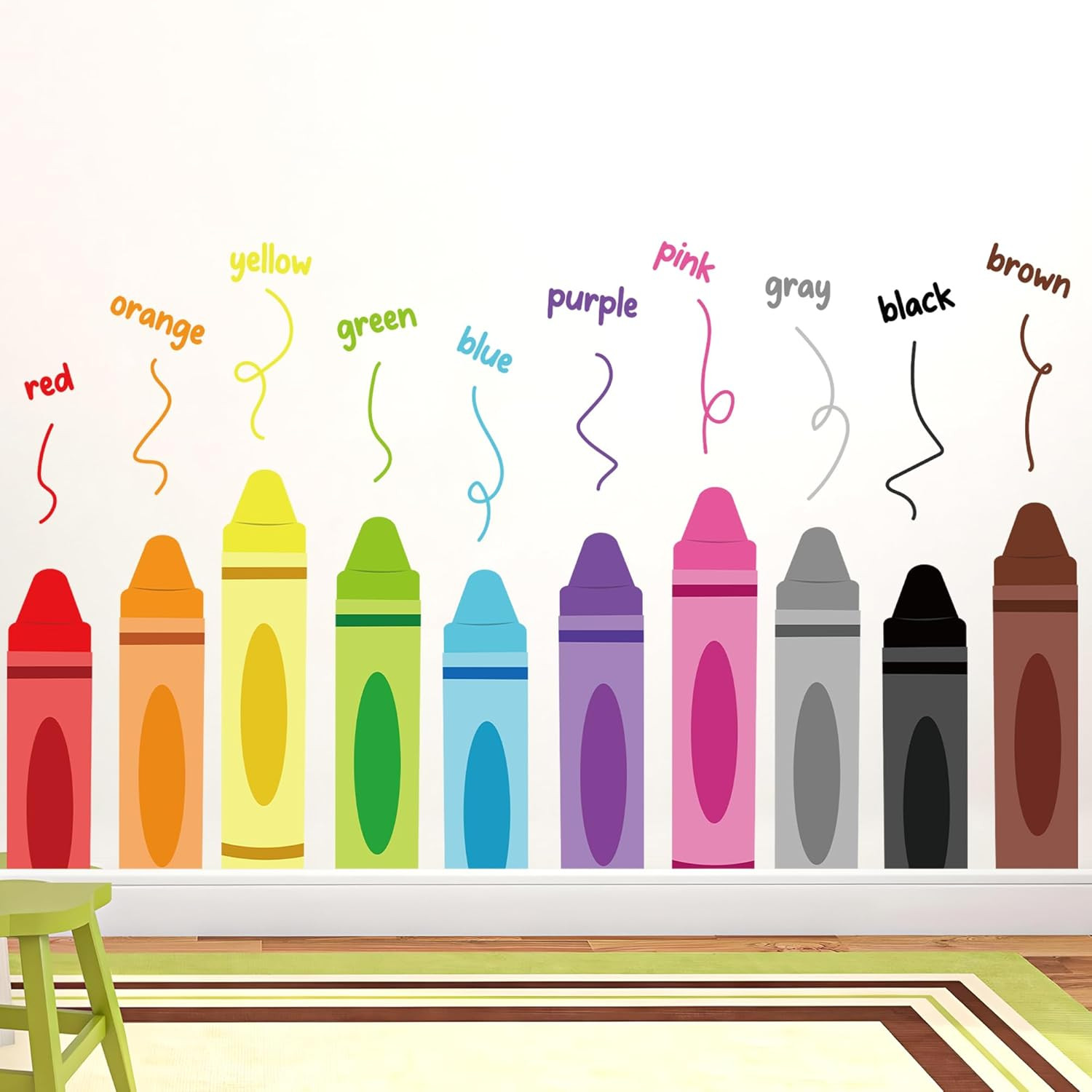Colorful Crayon Wall Decals Color Crayon Wall Stickers Peel and Stick Crayons Wa