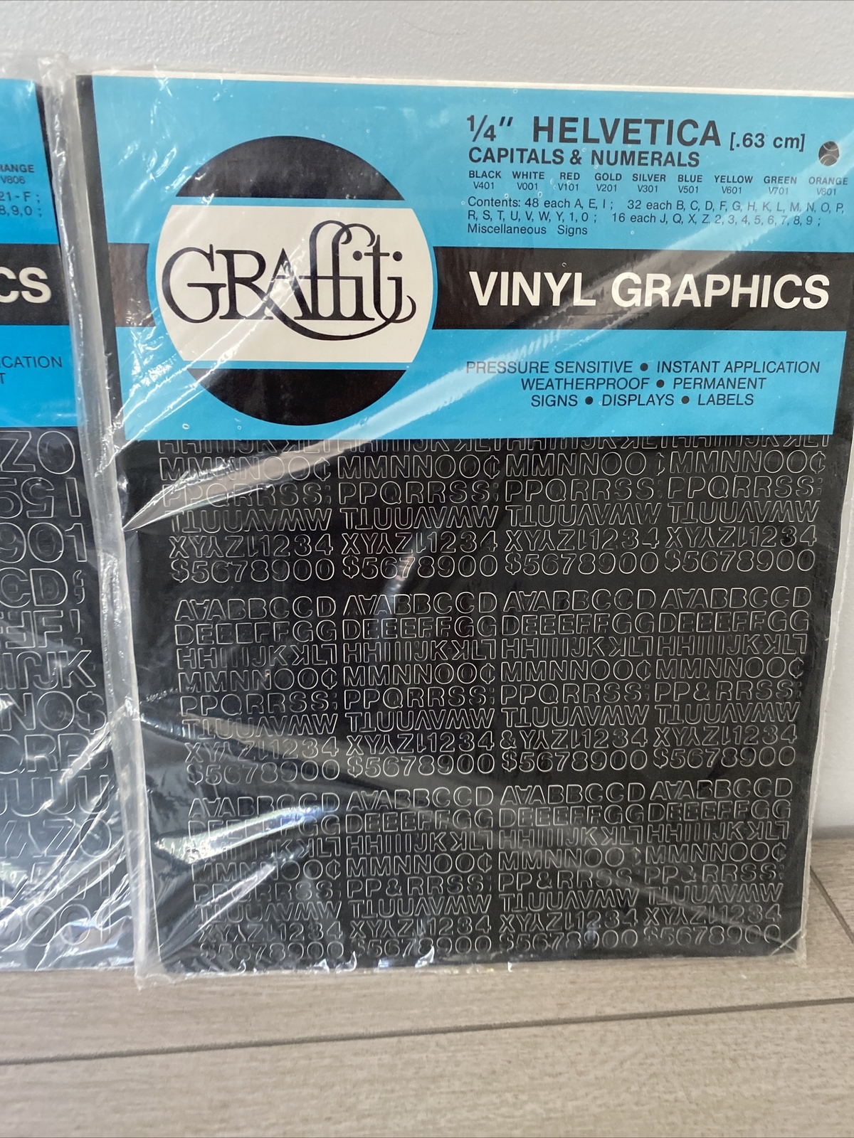 Lot of 3 Vtg Graffiti Stick On Vinyl 3/4", 1/2", 1/4" Helvetica Numerals Decals