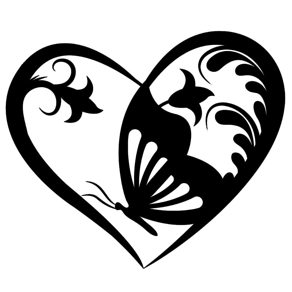 Floral Butterfly Heart TWO Pack 5" Vinyl Decal Car Window Tablet Laptop Tumbler