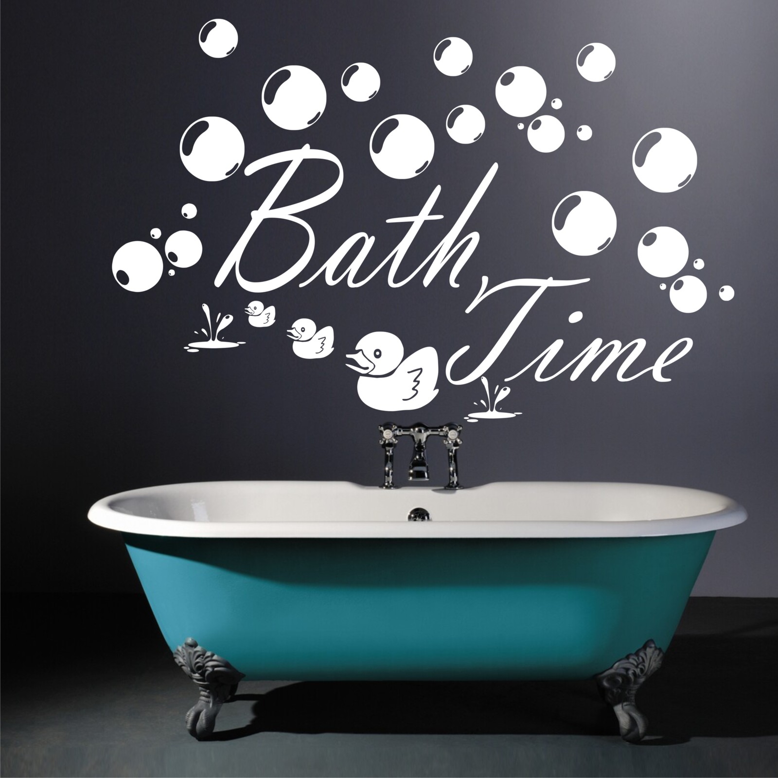 BATH TIME + Images Wall Art Stickers, Decals, great to brighten Bathroom Wall!