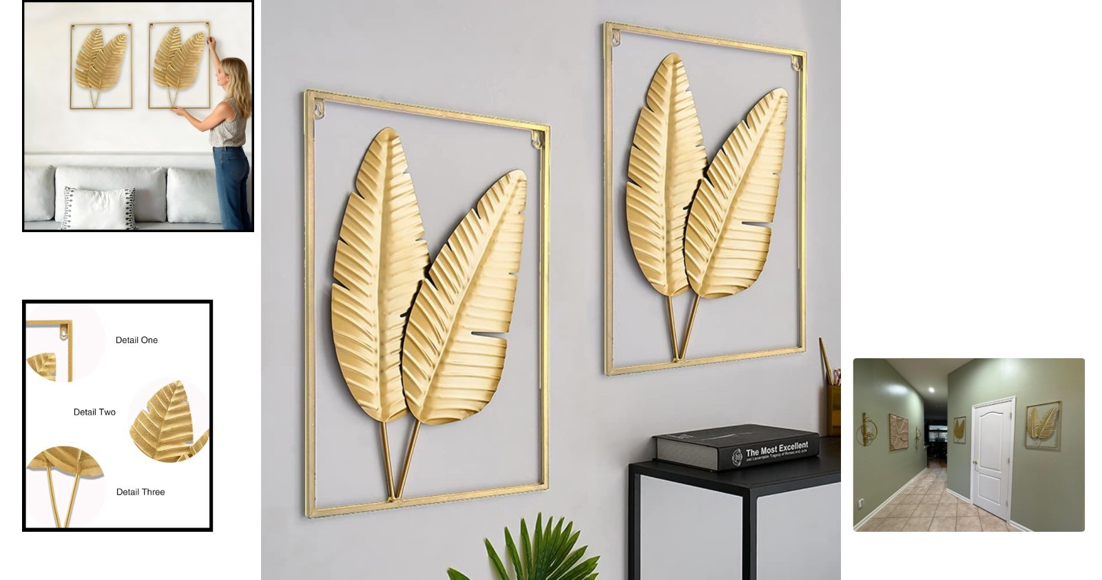 Sophisticated 24"x16" Ginkgo Leaf Metal Art – Set of 2 for Modern Spaces