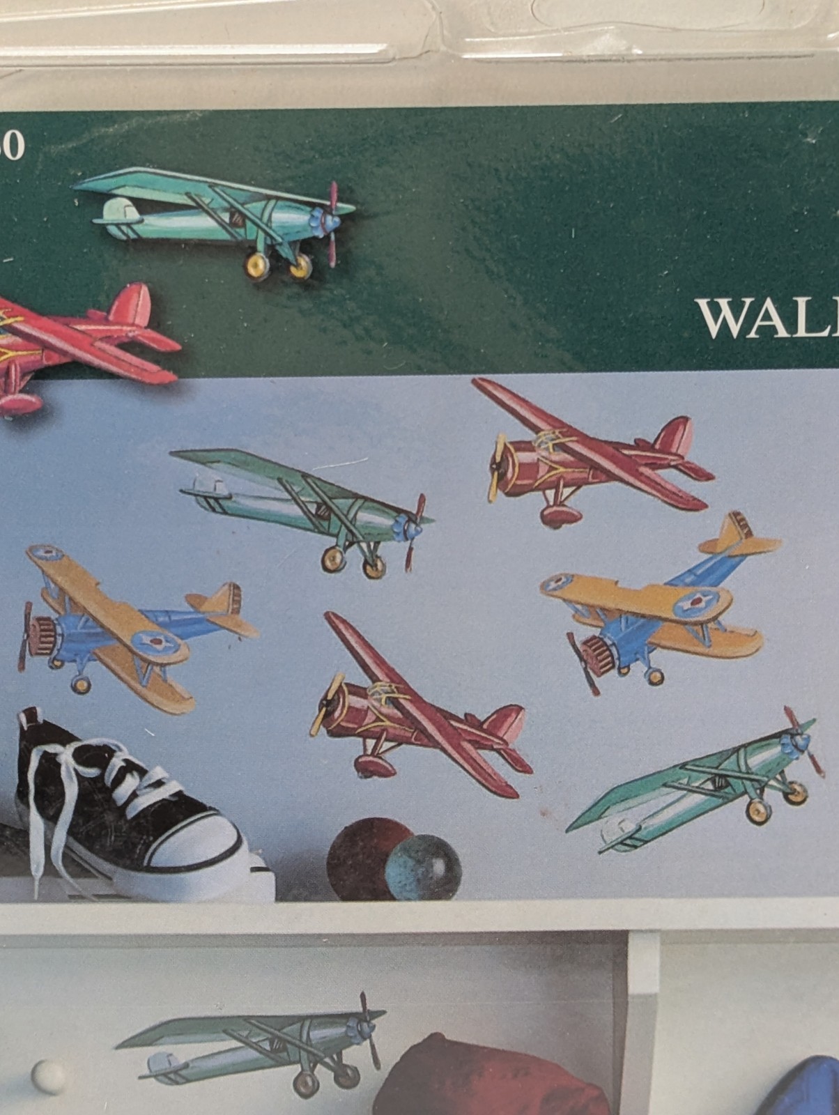 Vintage Wallies Kids Boys Wallpaper Cutouts Pre-pasted Airplanes Set of 25 New!