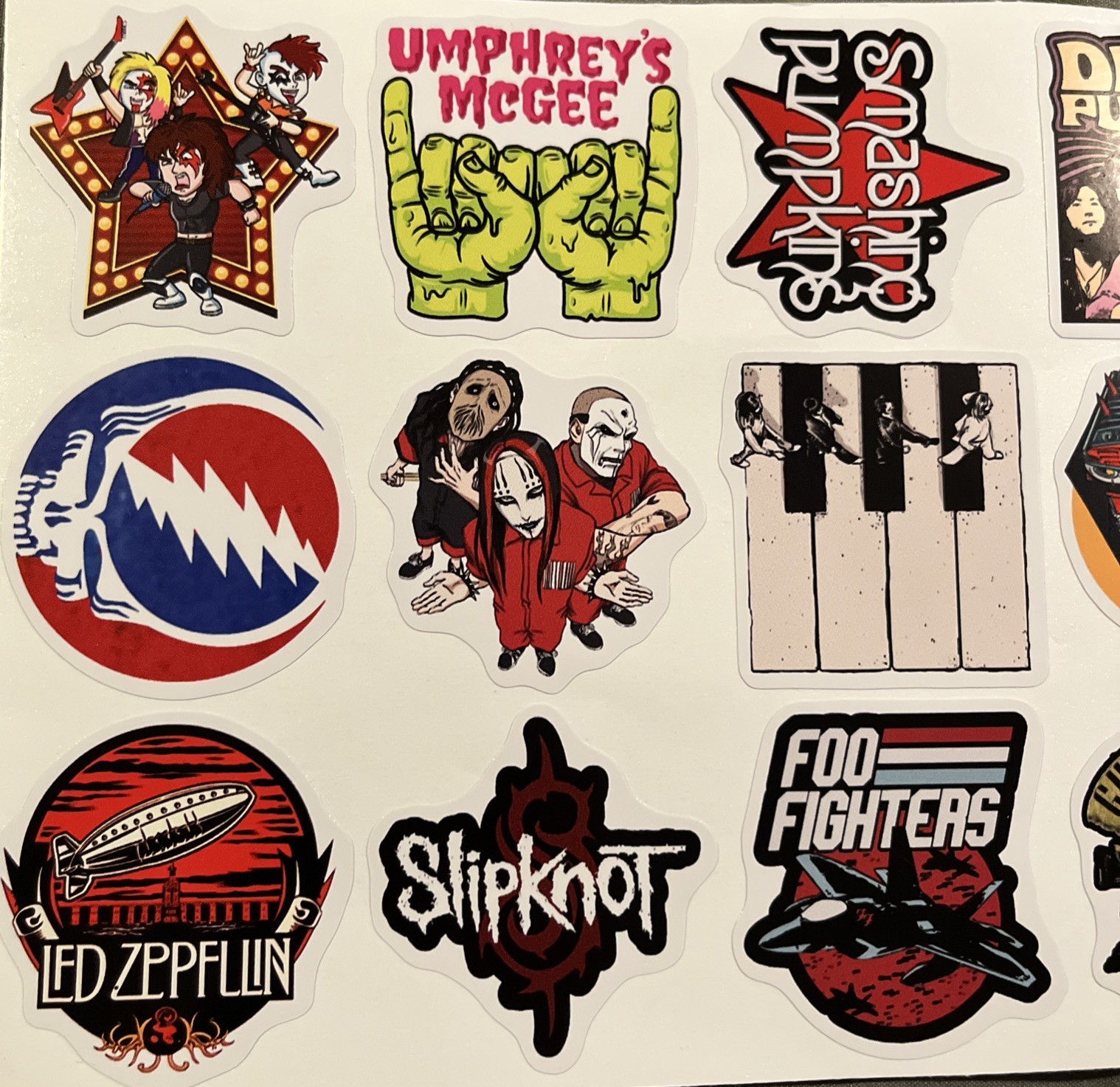 60 Classic Rock Bank Vinyl Stickers – Zeppelin, Rage, Stones, Pearl Jam, AC/DC