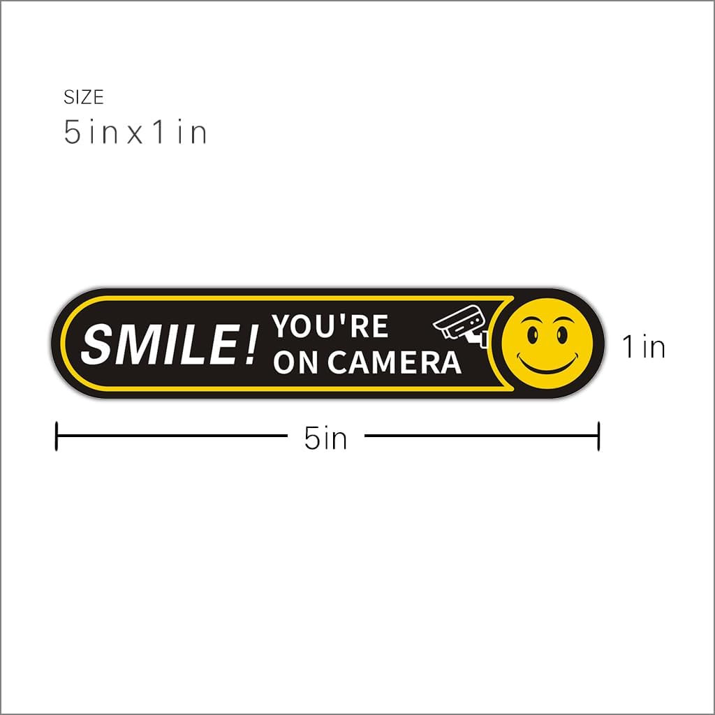 Smile You'Re on Camera Stickers – 24 Hour Video Surveillance Sign – 10 PACK