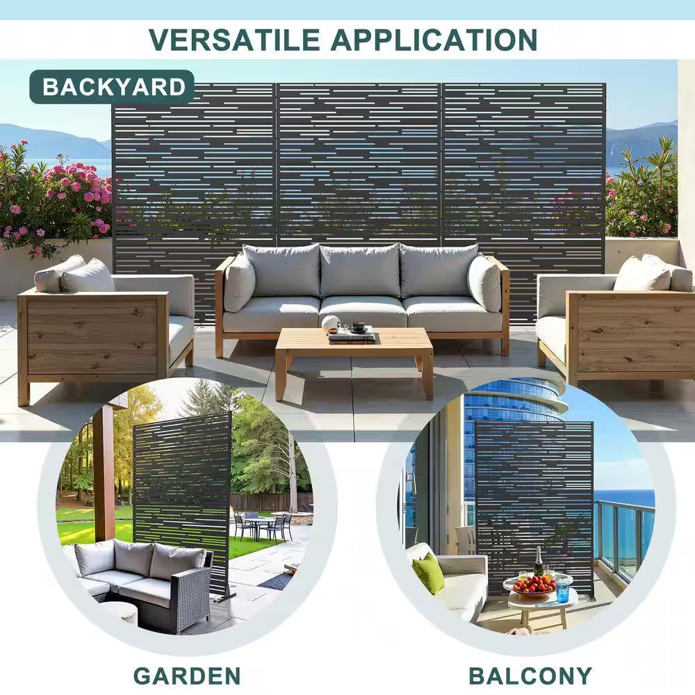 75 In. X 48 In. Outdoor Black Wall Applique or Wall Decal Decor Privacy Fence Sc