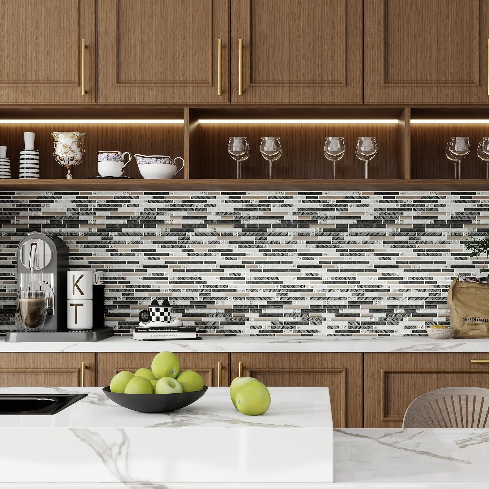 5-Sheet Glass Backsplash Tiles, 5 Square Feet Glass Mosaic Backsplash Subway …