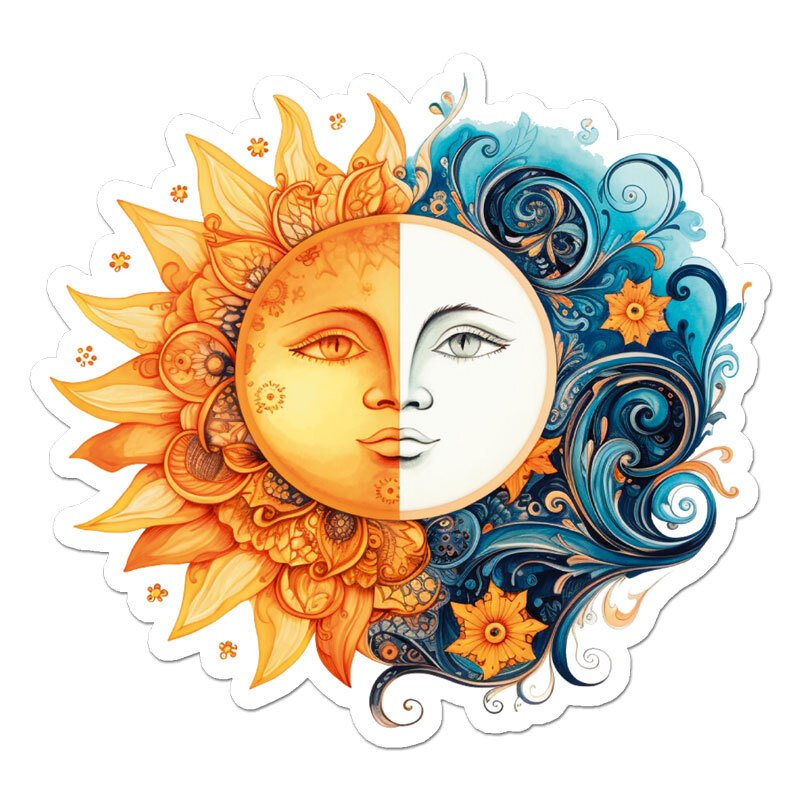 Sun Moon Celestial, Vinyl Decal Sticker, Indoor Outdoor, 3 Sizes, #11965