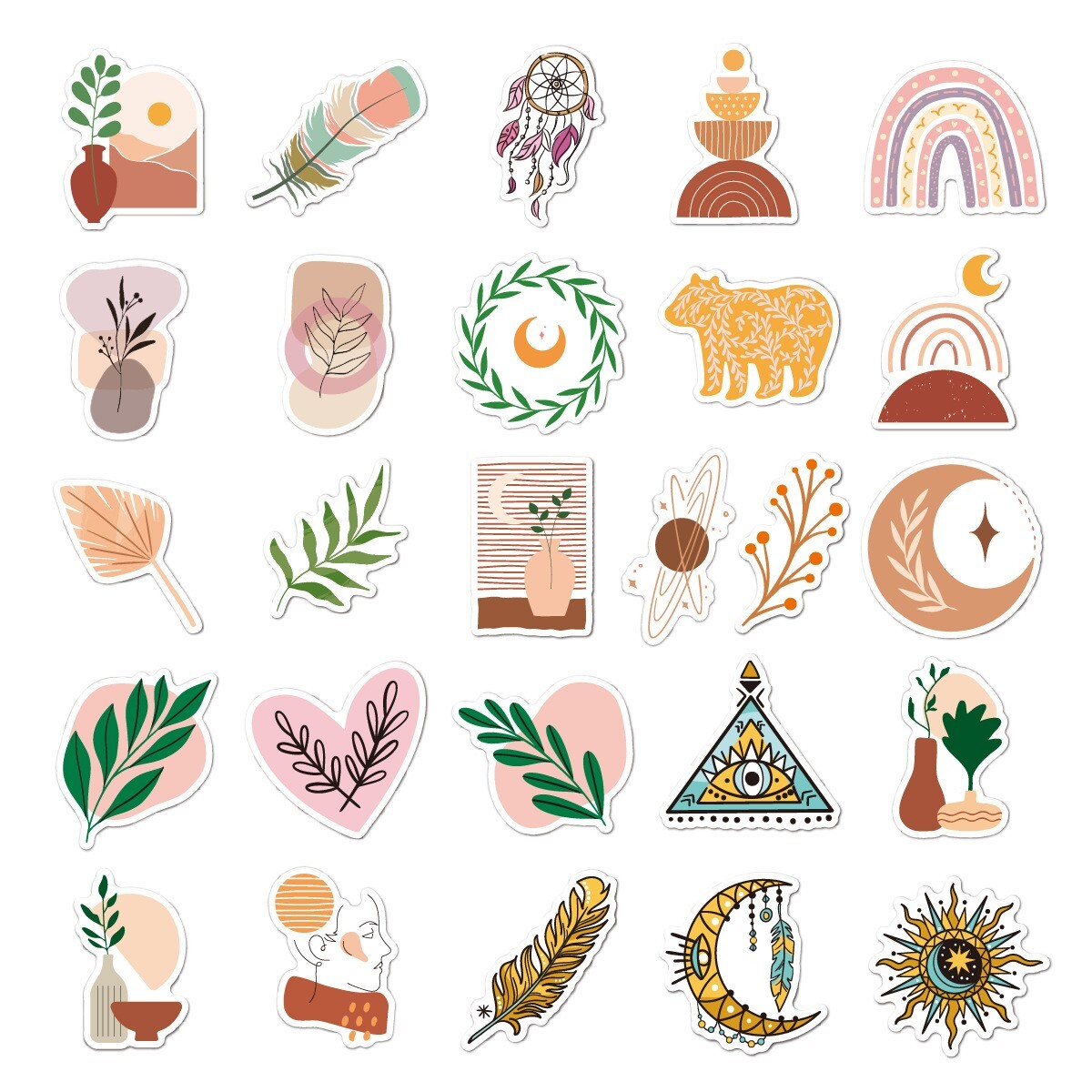 200pcs Retro Cottagecore Bohemia Vintage STICKER PACK，#172175184213