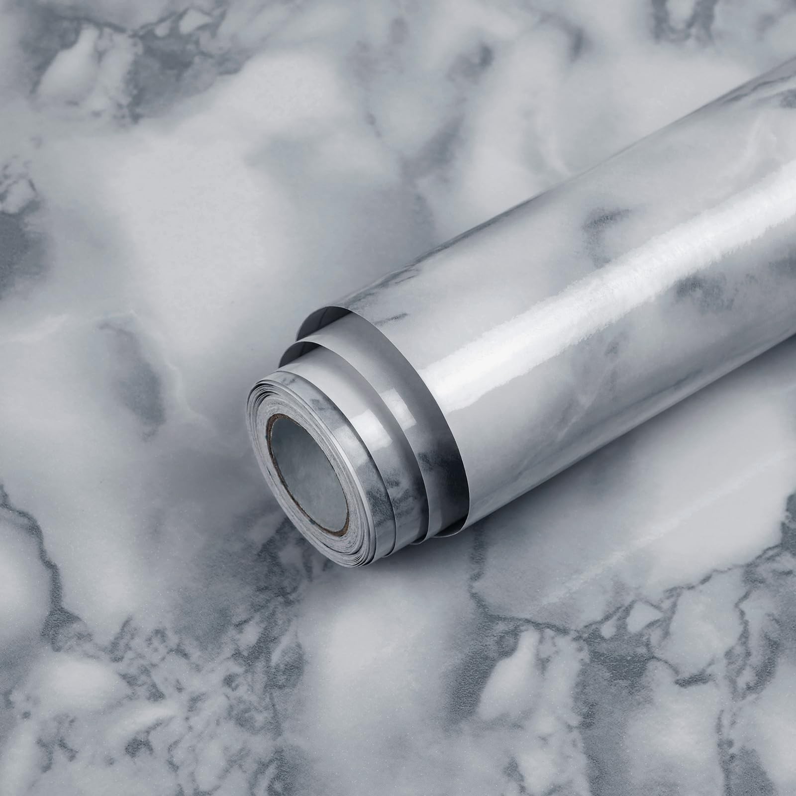 White and Gray Marble Contact Paper Glossy Peel and Stick Wallpaper Counterto…