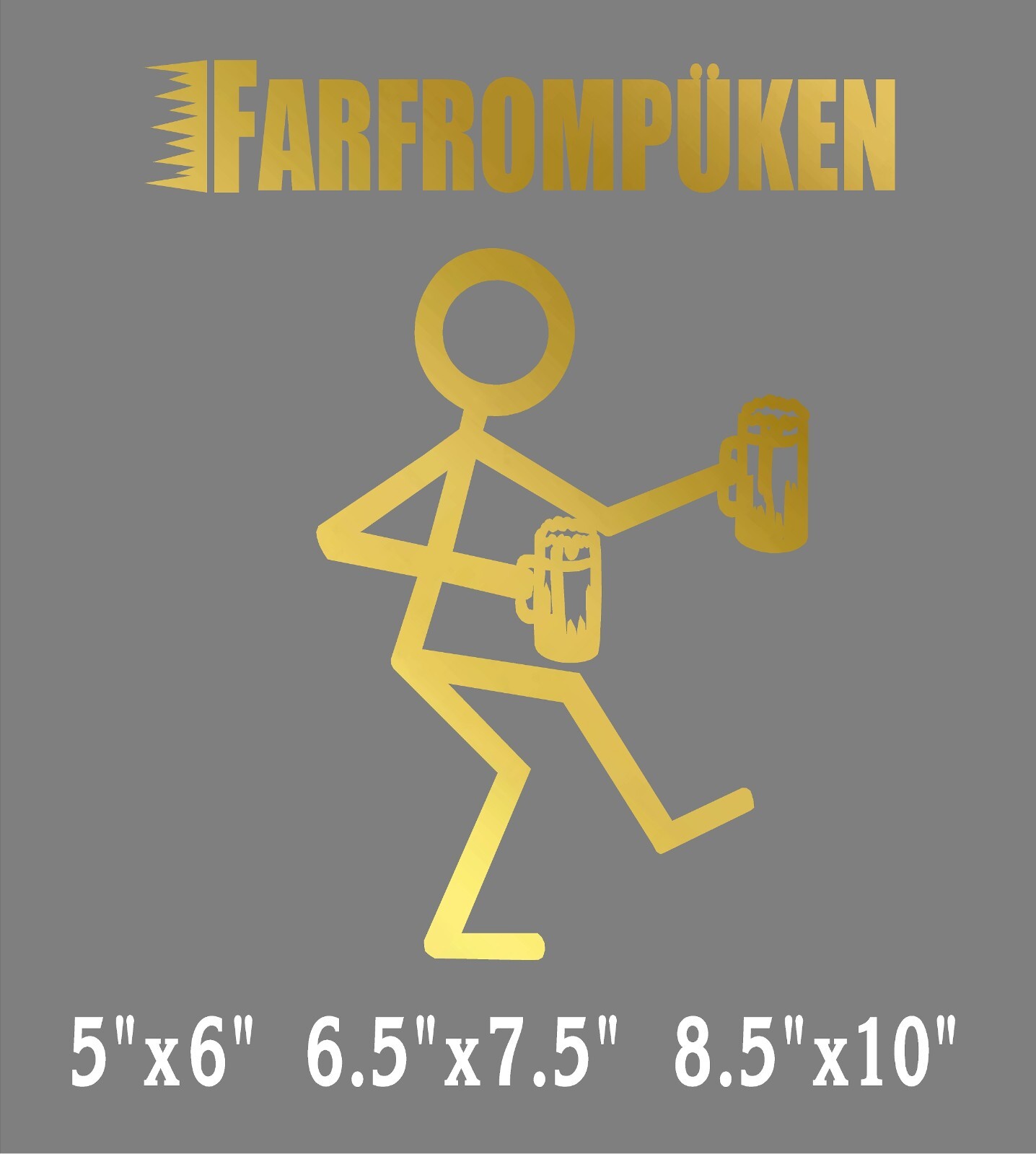 Farfrompuken Decal Stick Person with Beer Mugs funny window vinyl sticker
