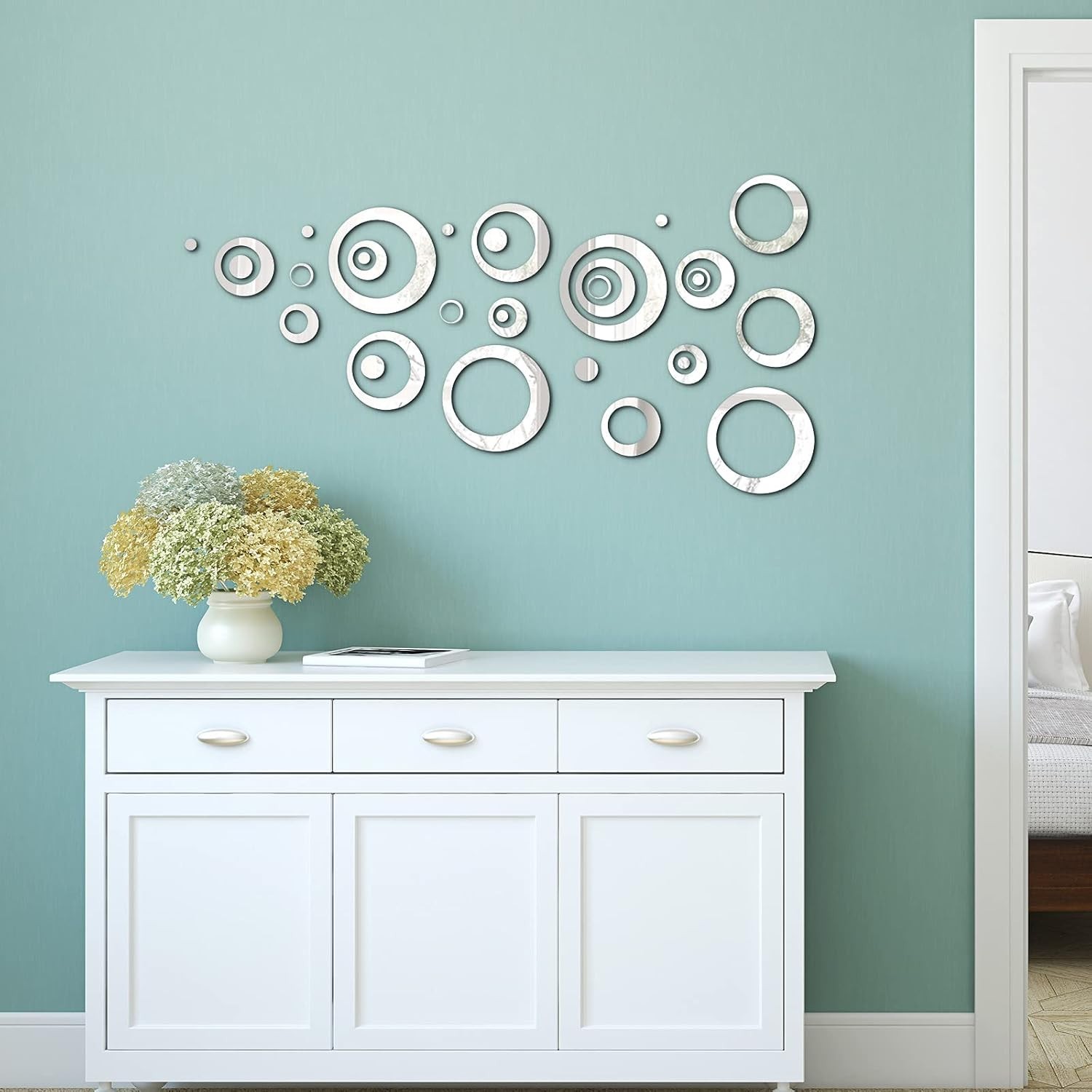 32 Pieces Adjustable Acrylic Mirror Removable Wall Sticker Decal Home Decorat…
