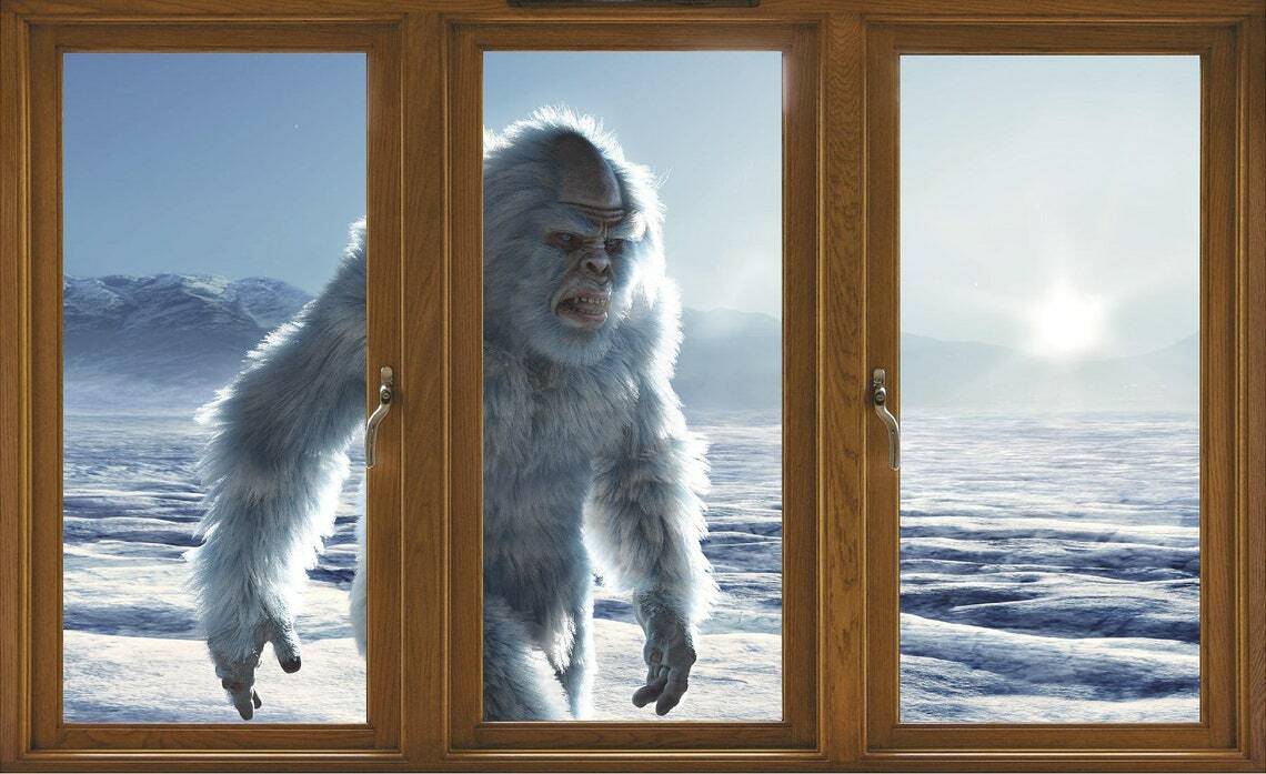 WindowScape Yeti Big Foot 3D Window Wall Decal Abominable Snowman Vinyl Sticker