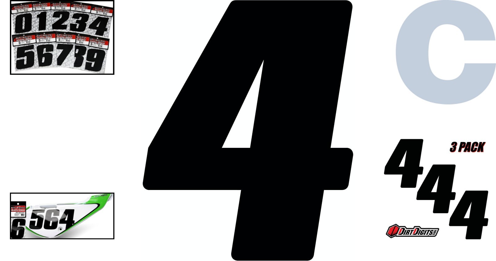 Durable 3 Pack of High-Gloss 5.5" Vinyl Number 4 – Perfect for Racing Events