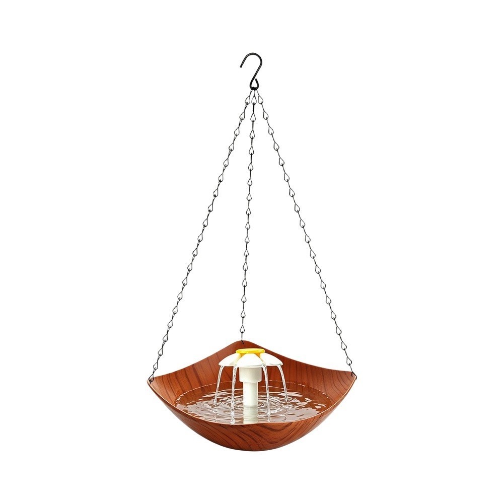 Garden Bird Bath with Solar Fountain and Feeding Area Designed for Hanging Use