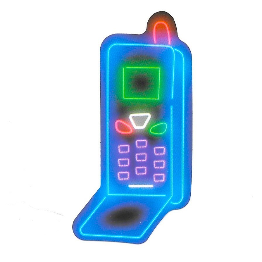 Neon Flip Phone Vinyl Sticker Retro 90s Cellphone Decal Synthwave Glow Aesthetic