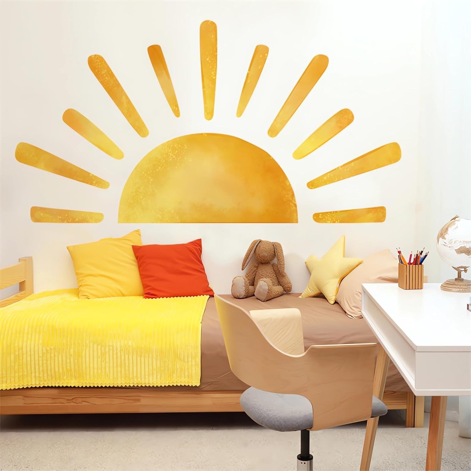68.5 x 37.4-inch large sun wall decal, removable vinyl sticker