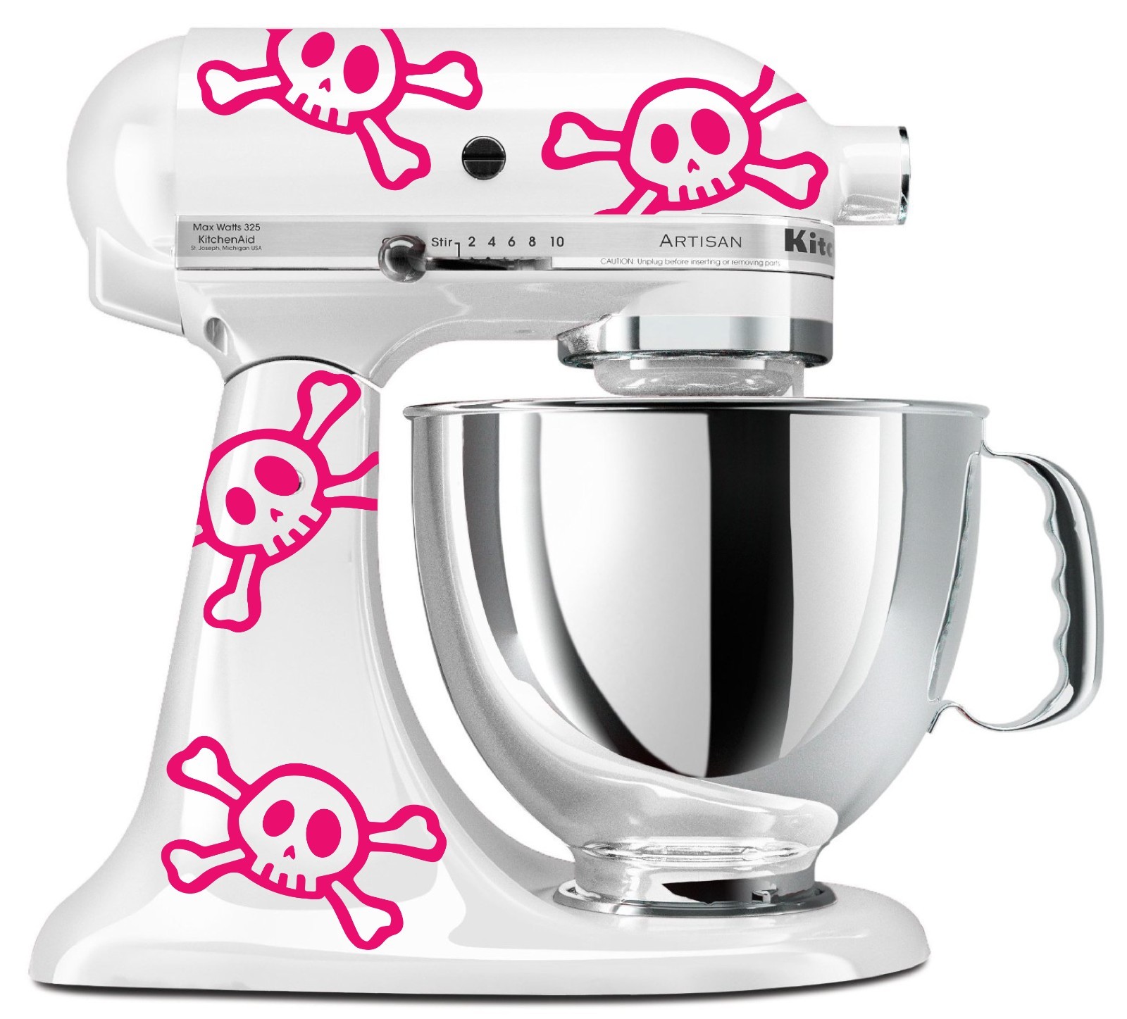 Skull & Crossbones Vinyl Decals for KitchenAid Mixer: Set of 8