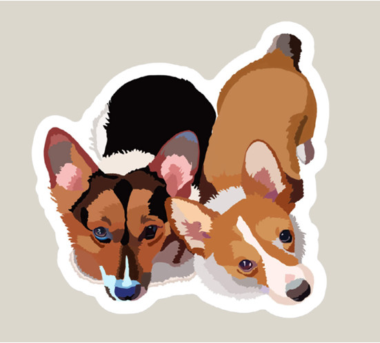 3×3 Pembroke Welsh Corgi Sticker Water Bottle, Laptop, Phone, Dishwasher Safe