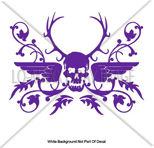 Antler Skull Awesome Ornate Graphic Design Superior Quality Die Cut Vinyl Decal