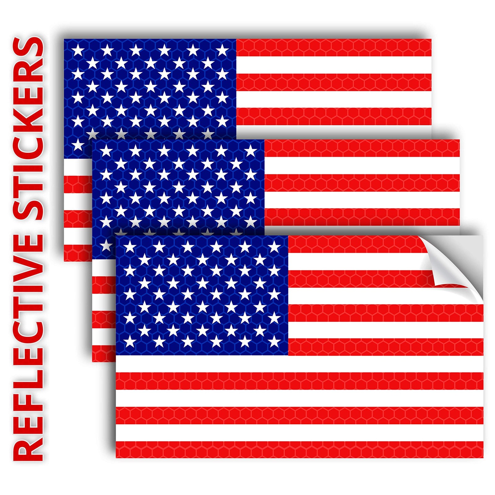 3PC Reflective American Flag Sticker – 5×3 Inches – American Flag Decal Stick…