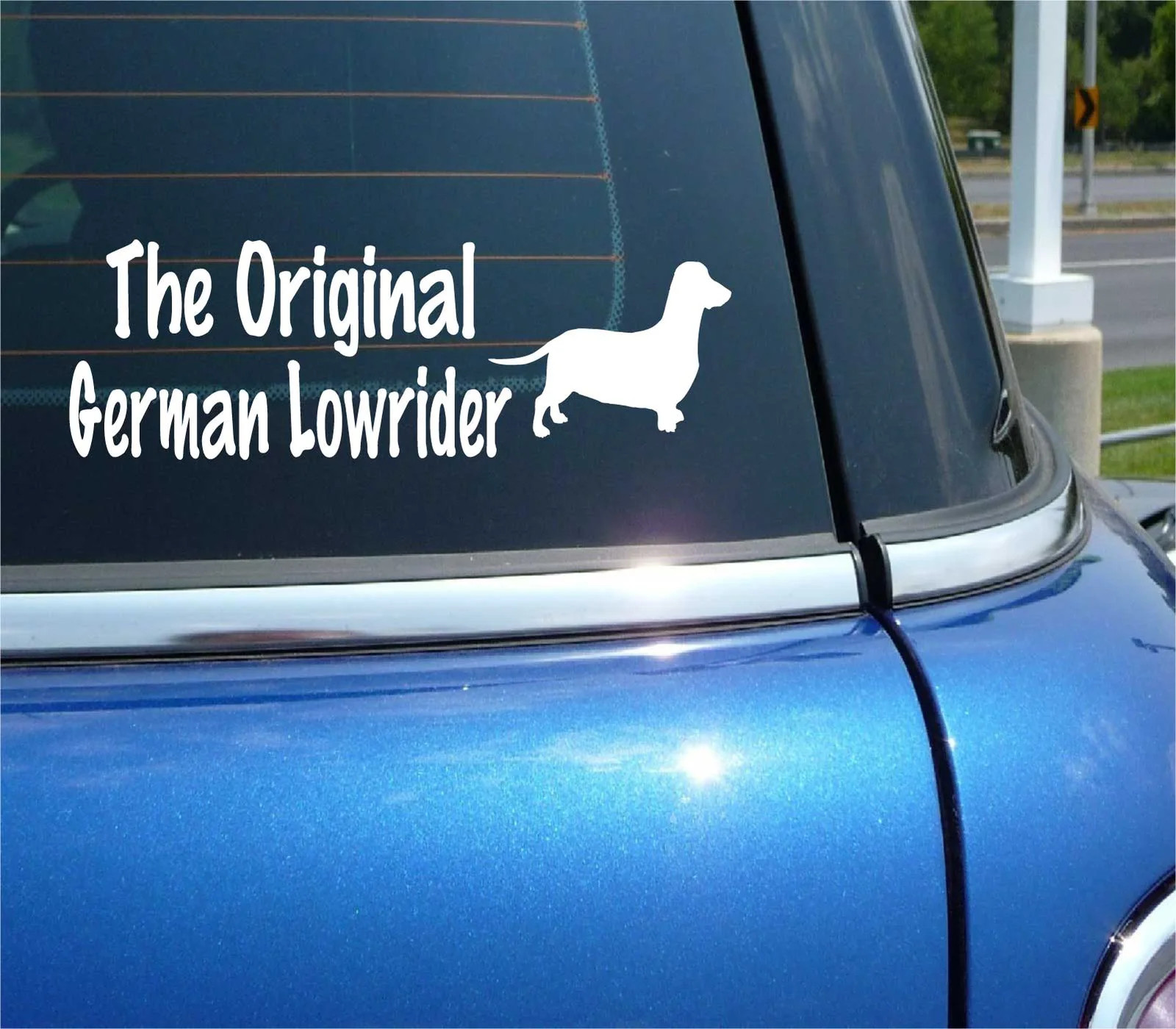 THE ORIGINAL GERMAN LOWRIDER DECAL STICKER FUNNY DACHSHUND DOG PET CAR TRUCK