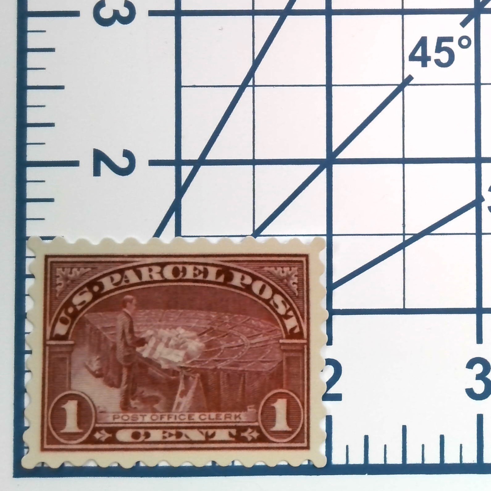 Vintage US Parcel Post Stamp Sticker Postal Office Clerk 1 Cent Vinyl Decal
