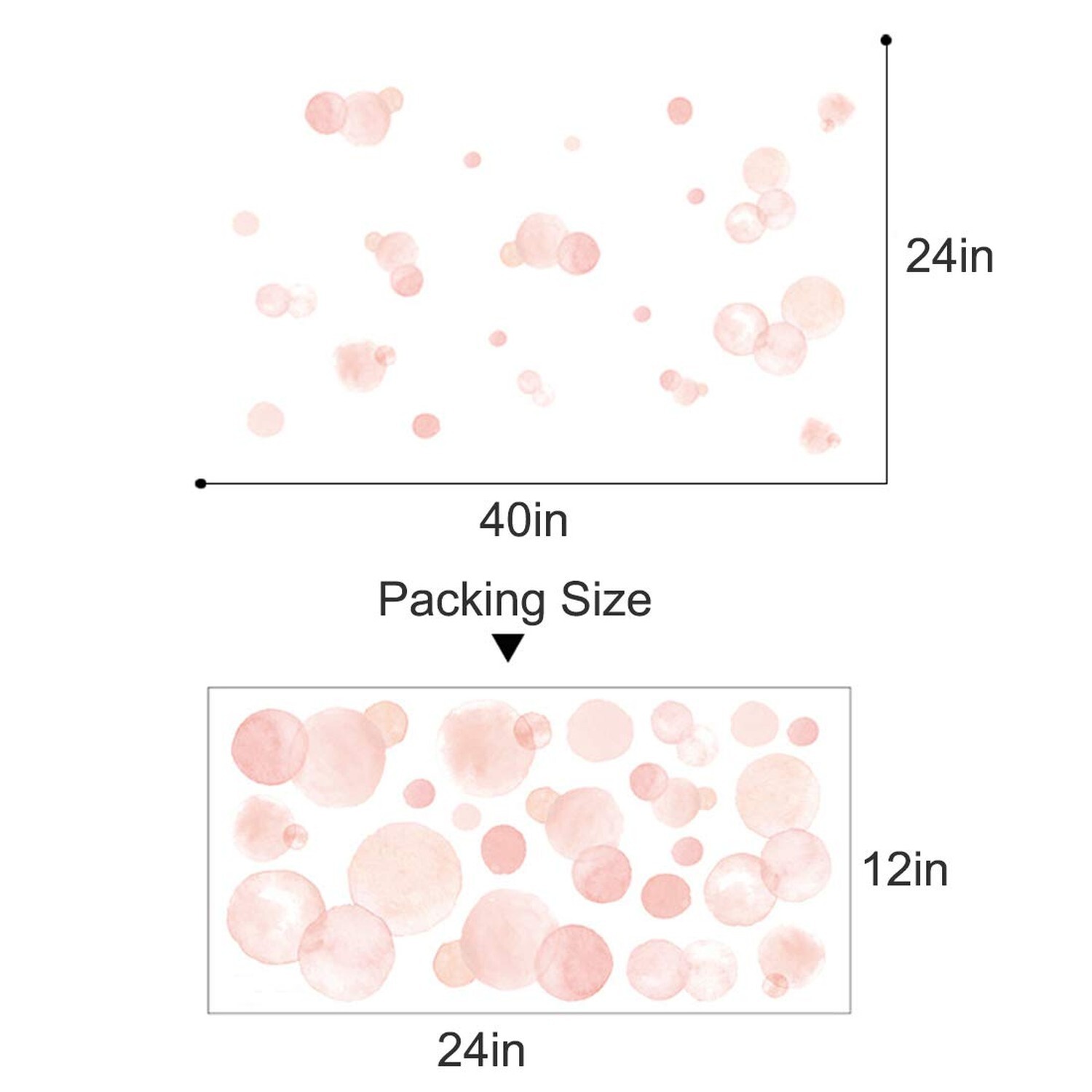 Watercolor Pink Polka Dots Wall Decals Peel and Stick Stickers Art Mural Deco…