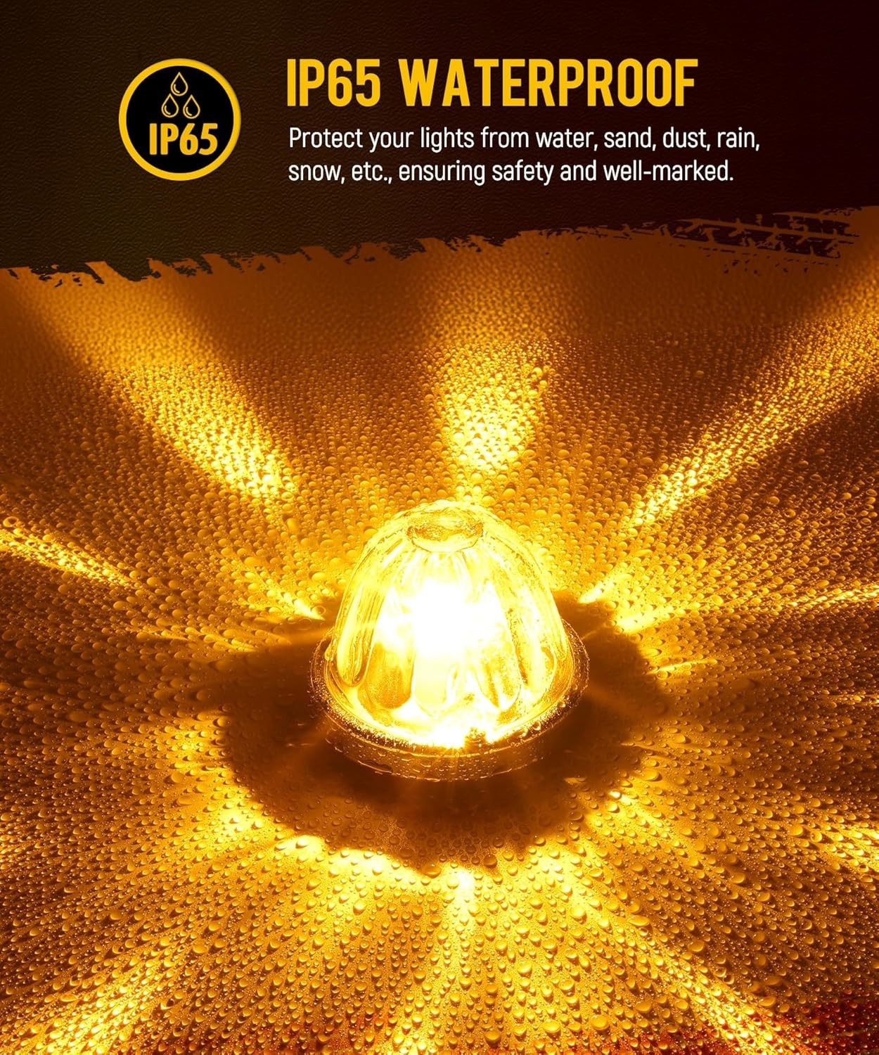 2Pcs Glass Watermelon Lights [Patent Pending] Clear Lens Amber LED Side