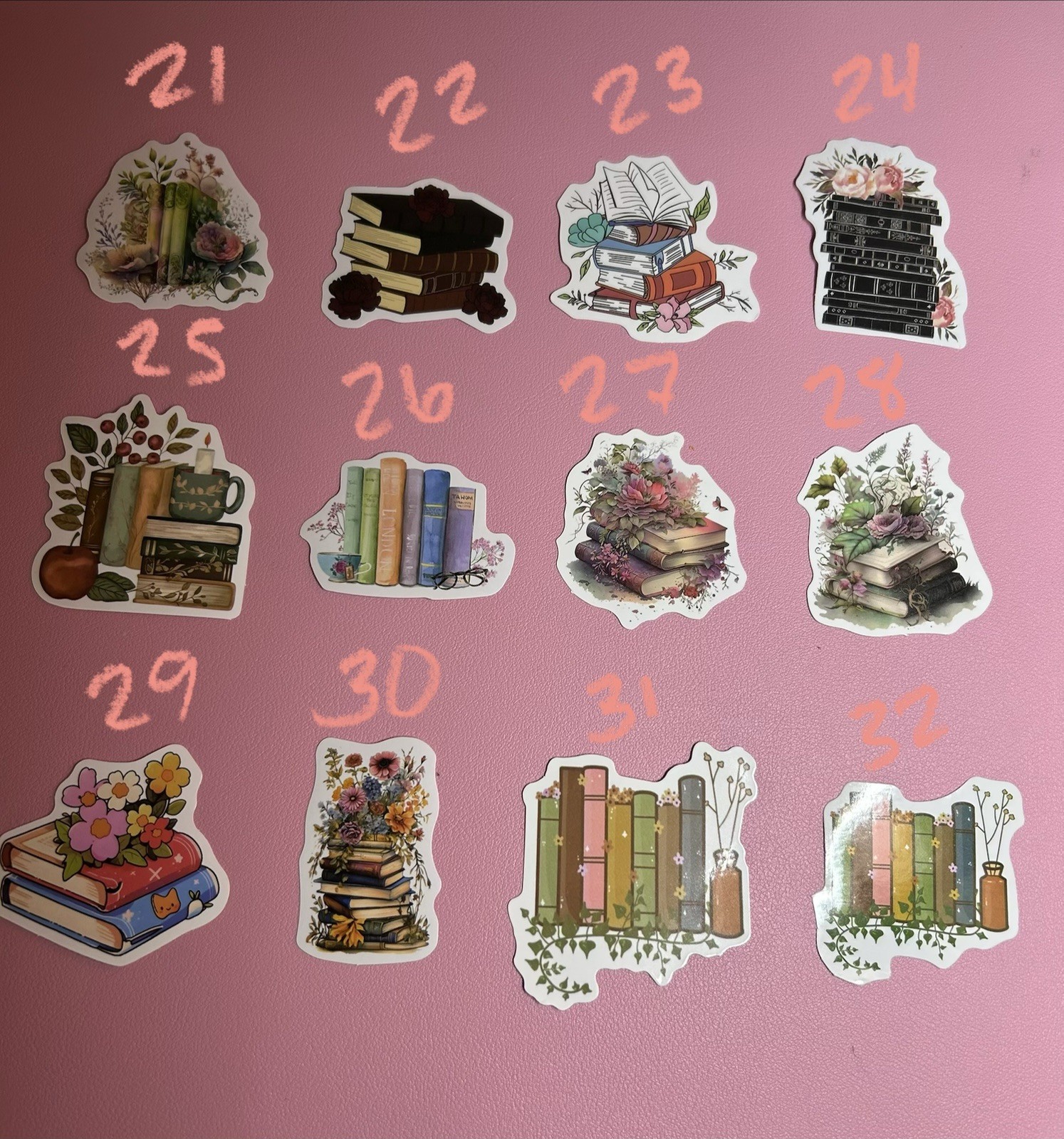 Book Stacks And Flower Books Stickers