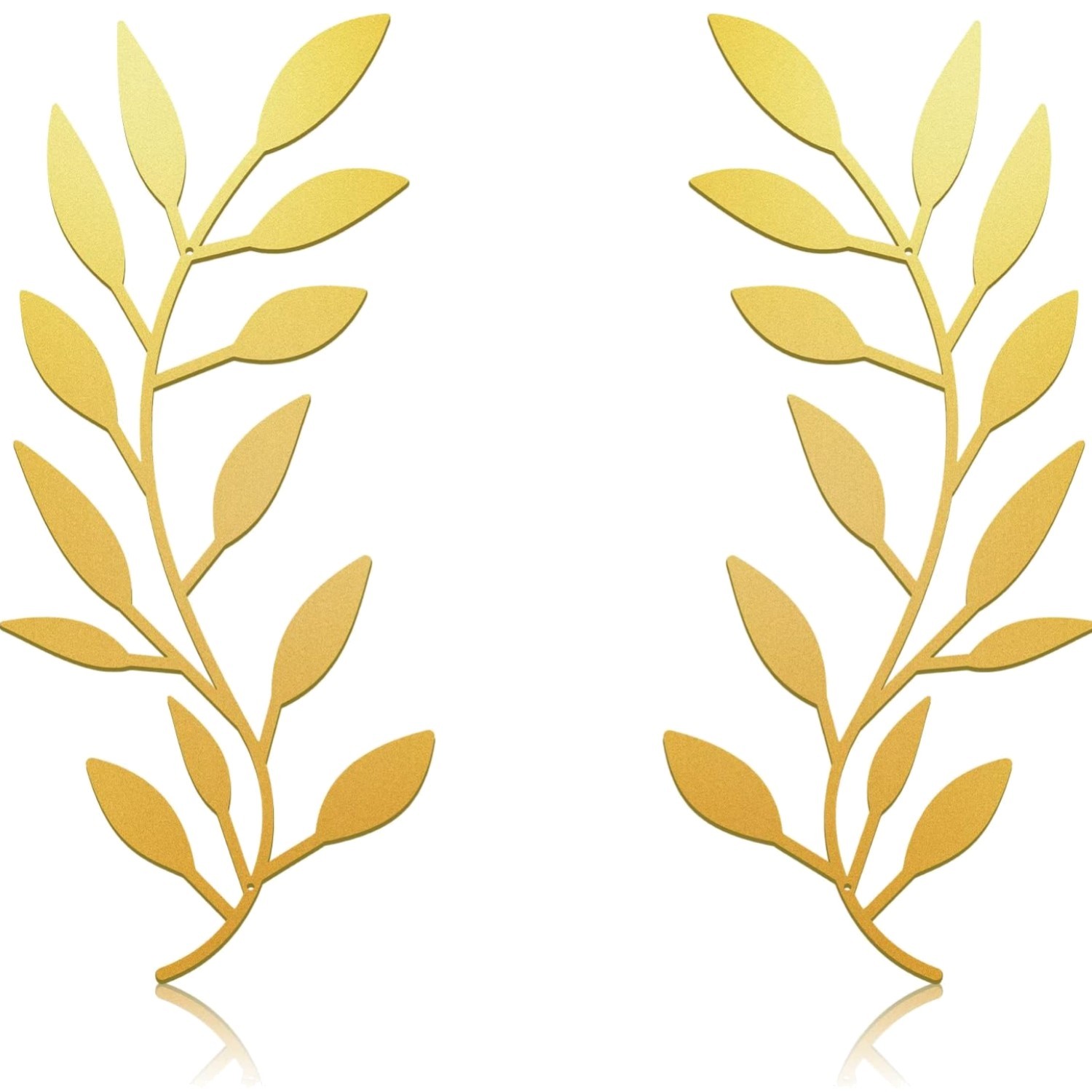 Contemporary Gold Olive Branch Wall Art – 2 Pieces for Living Room Elegance