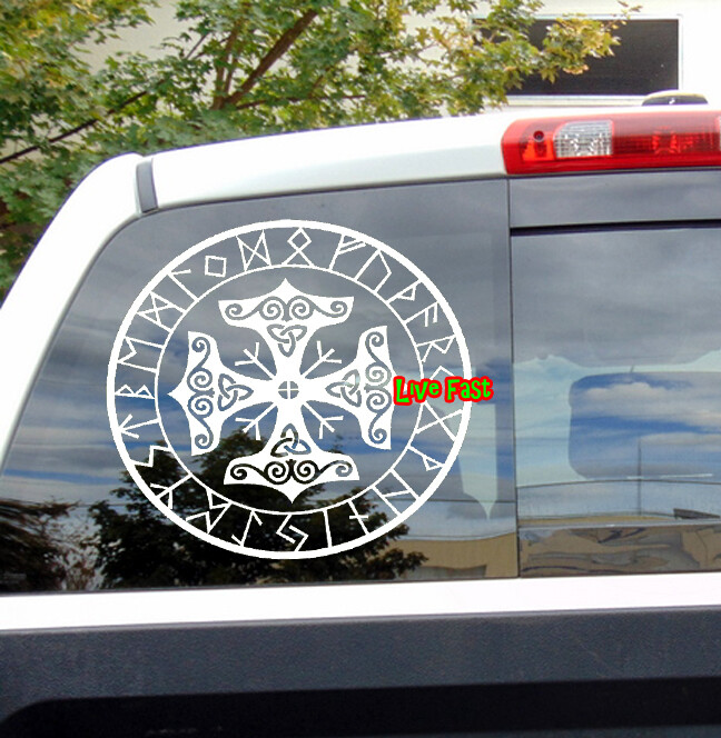 THORS HAMMER DECAL STICKER asatru pagan thor tyr viking norse nordic runes odin
