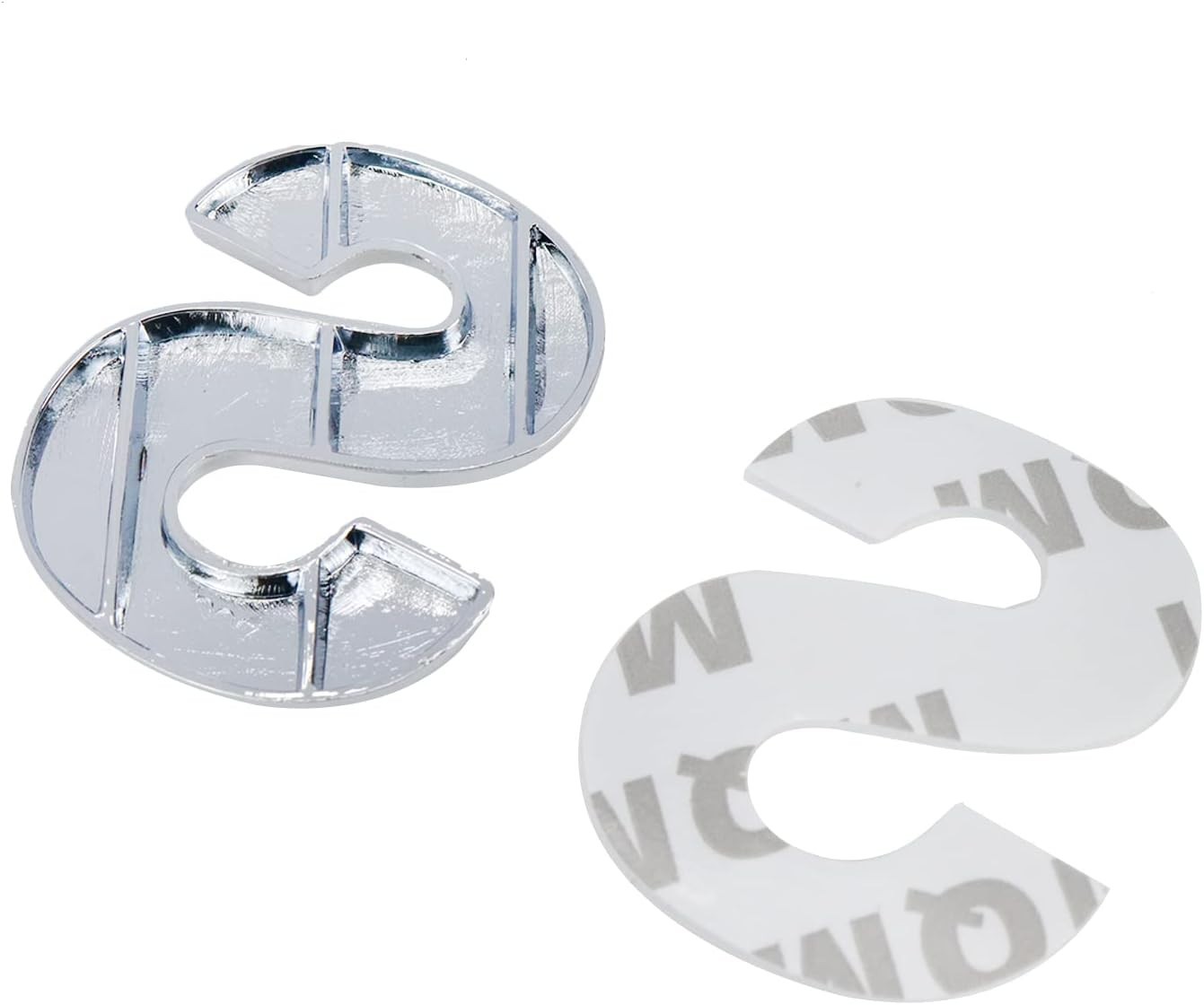 3D Chrome Car Emblem Letter S – Easy Install Zinc Alloy Badge for Customization