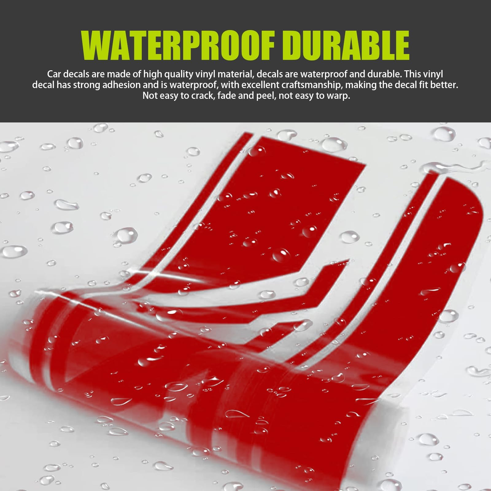 2Pcs Red Car Side Skirt Decals 88.58" Long Stripe Stickers Universal