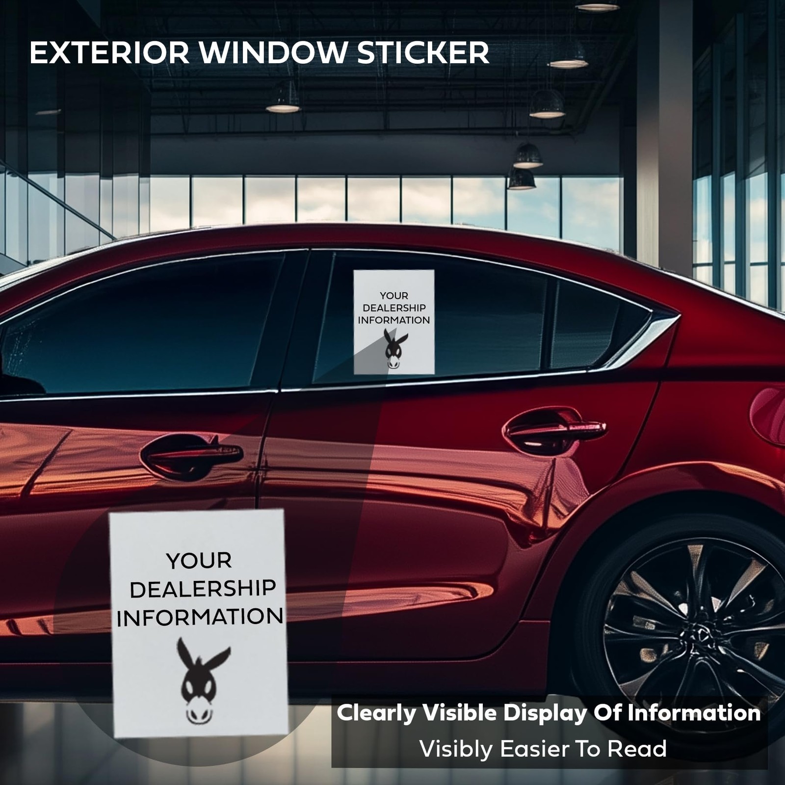 Window Stickers for Car Dealers -Plain Blank White – Exterior, 'Outdoor' | 8….