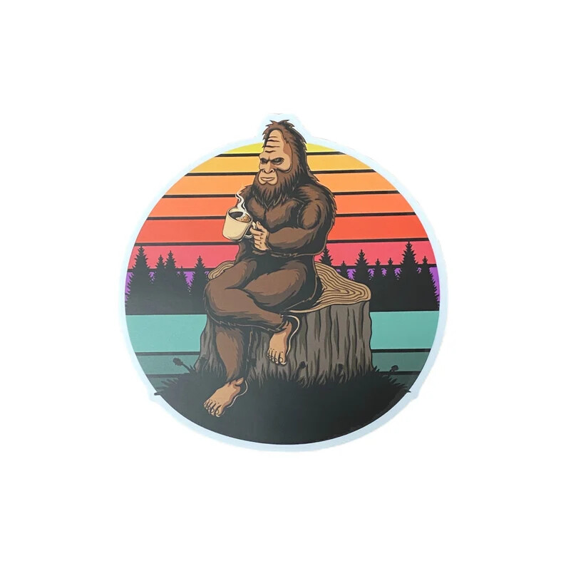 Bigfoot With Coffee Decal- Sasquatch Decal- Yeti Decal- Bigfoot- Coffee