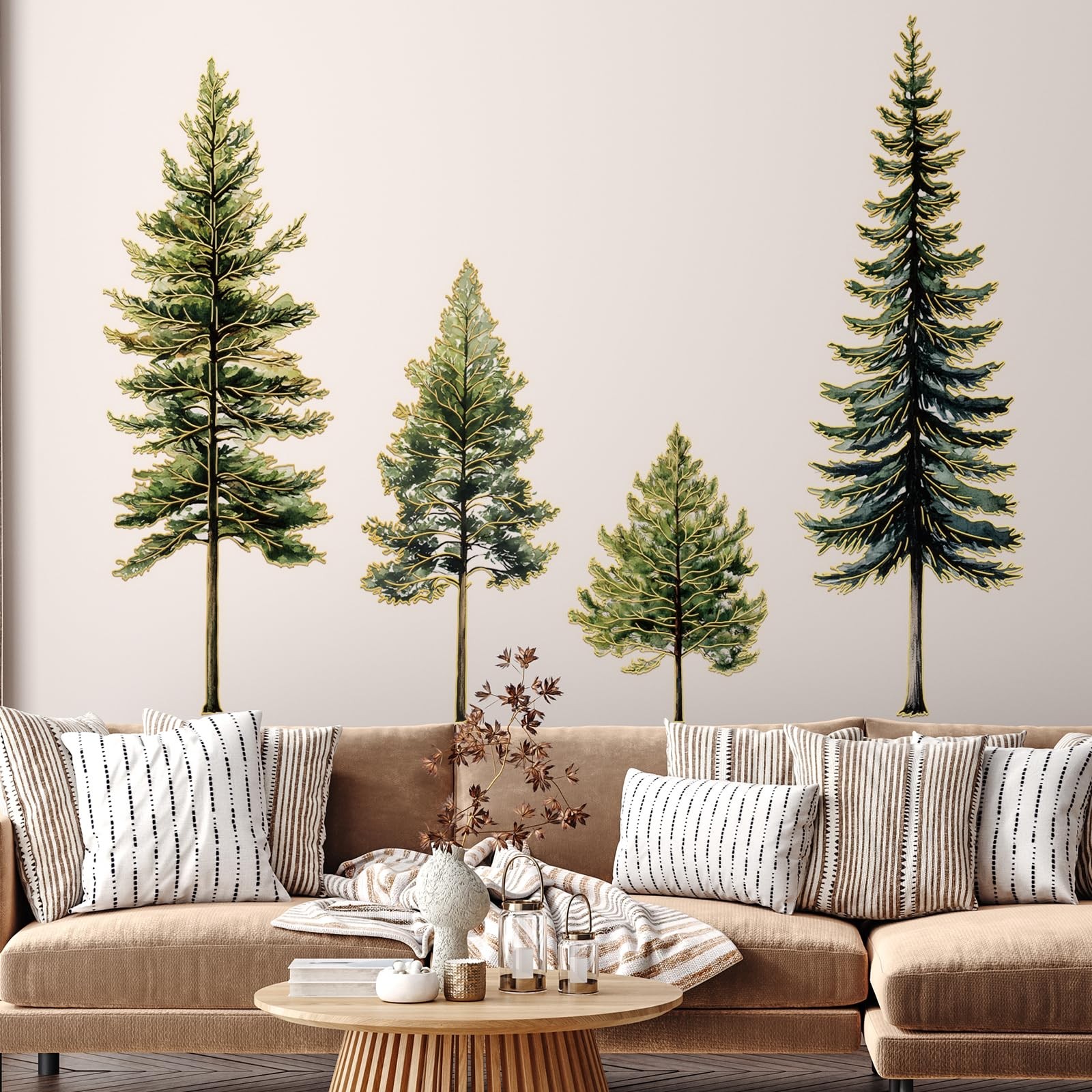 Pine Tree Wall Art – Pine Tree Wall Decal, 38" Wall Stickers Peel and Stick G…