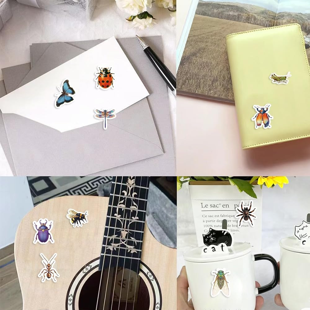 500PCS Bug Stickers 10 Styles Sticker Rolls Cartoon Insect Stickers Bug Party Fa