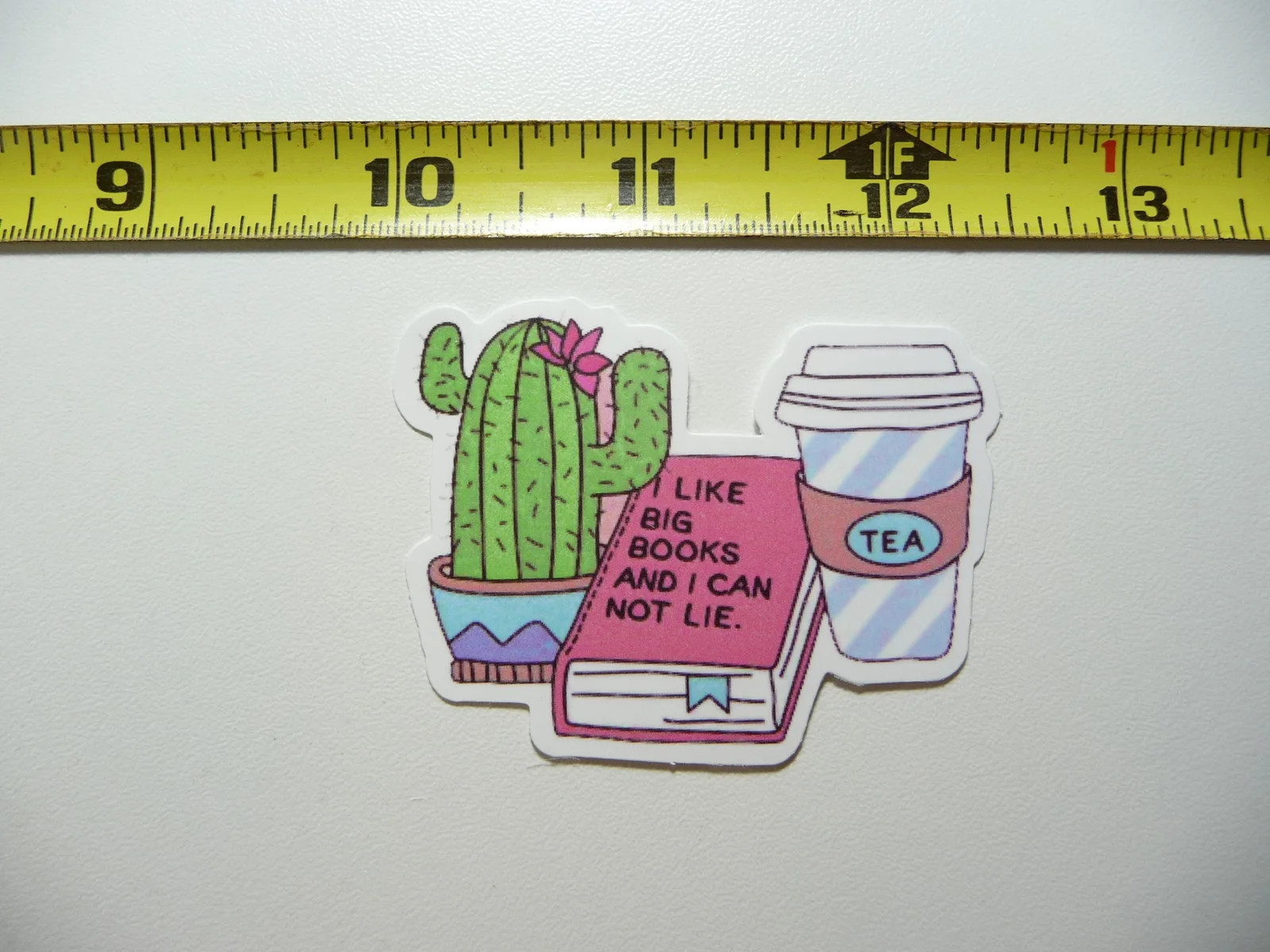 I LIKE BIG BOOKS AND I CANNOT LIE CACTUS TEA SMALL STICKER DECAL READING LIBRARY