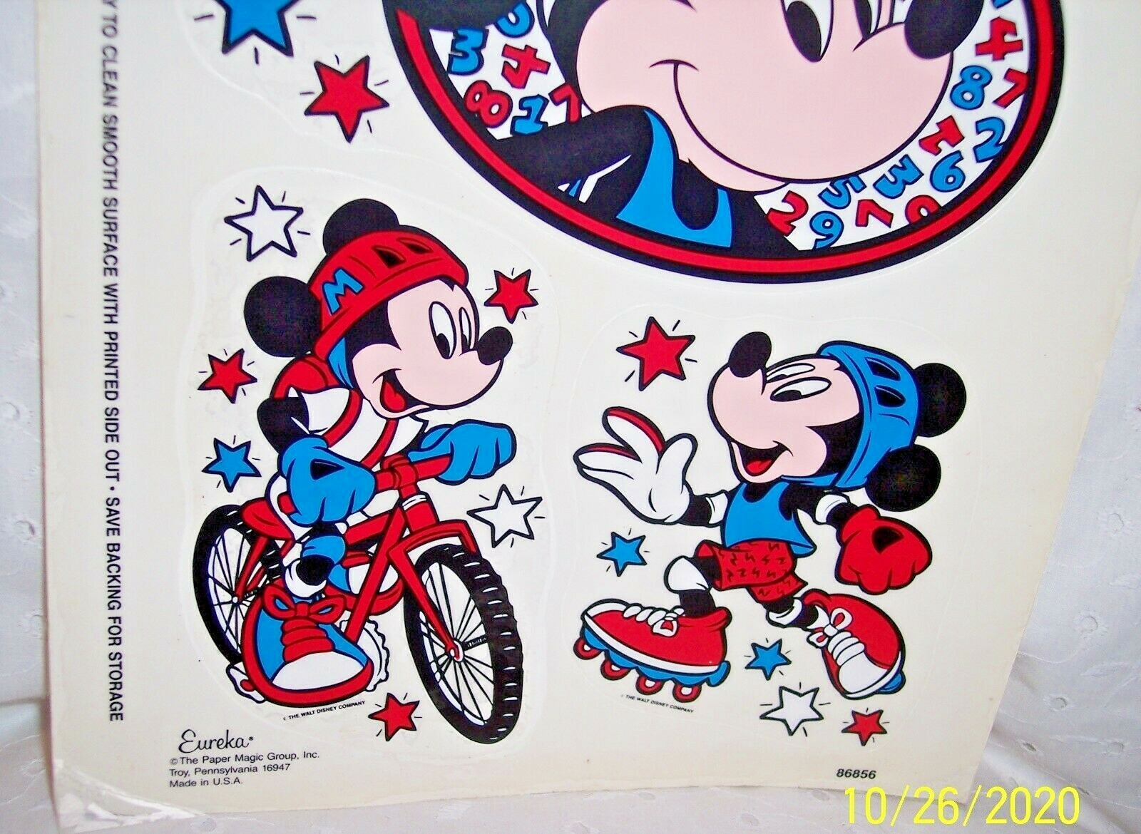 MICKEY MOUSE WINDOW DECOR – PRESTO STICK REUSABLE VINYL VISIBLE BOTH SIDES