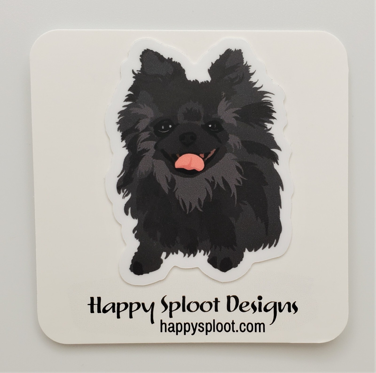 Pomeranian Black Gray Dog Sticker Water Bottle, Laptop, Phone, Dishwasher Safe