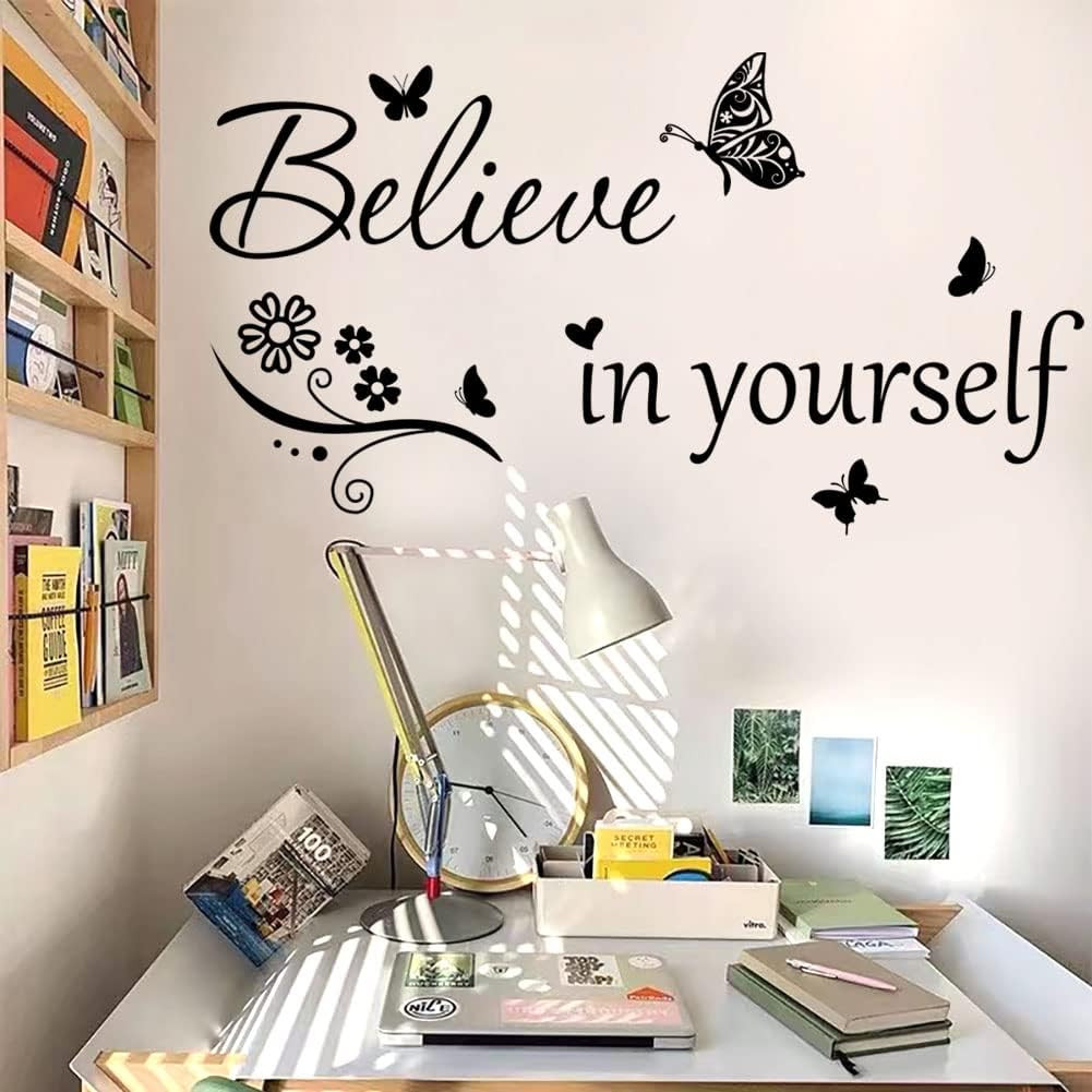 Inspirational Wall Decal Believe in Yourself Decal Wall Quote Stickers PVC Wall