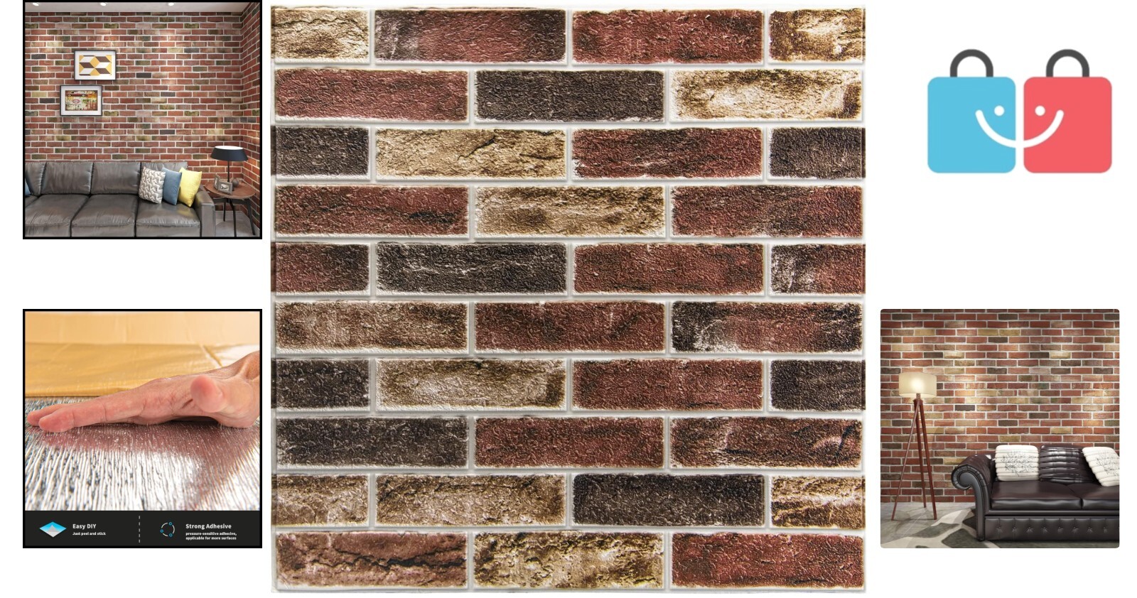 Waterproof Faux Brick Wallpaper – 52.5 Sq.Ft Peel and Stick Panels, Easy Install