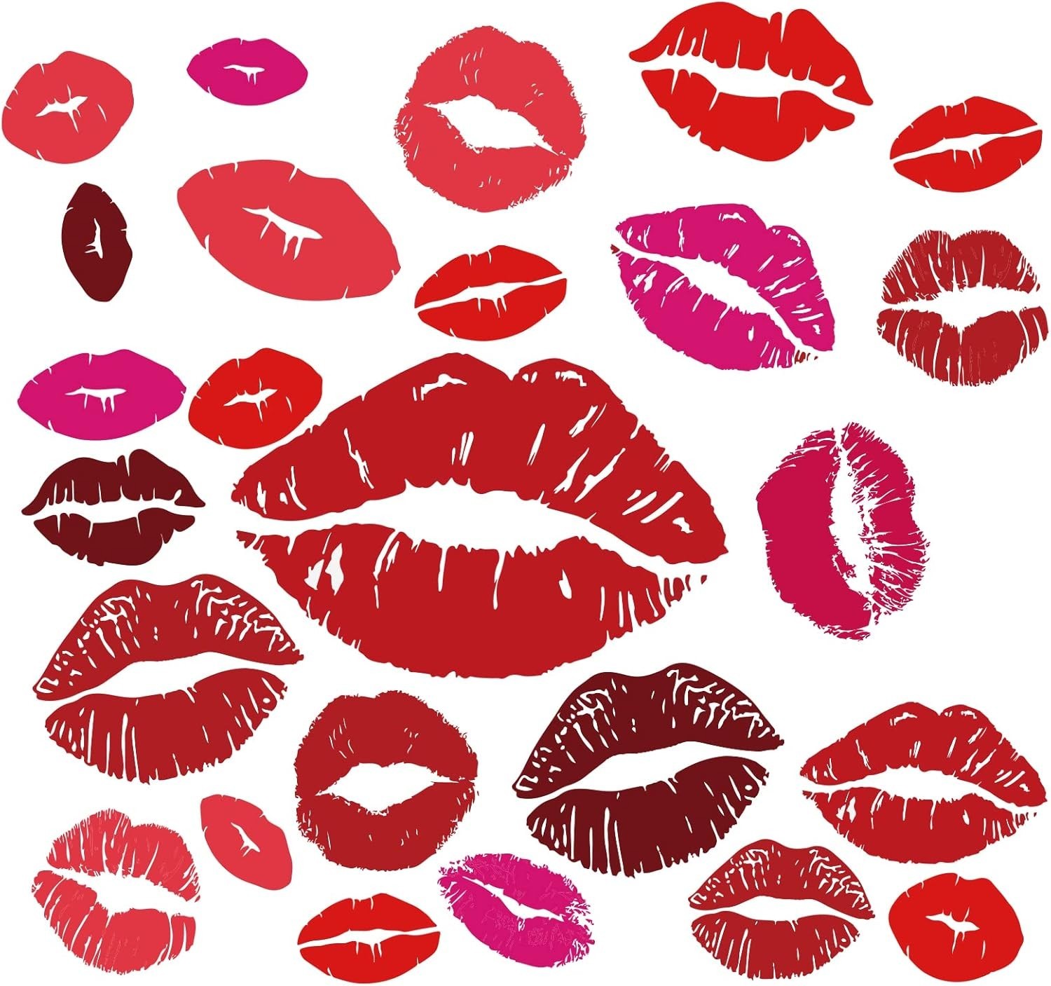 25PCS Red Lips Wall Art Stickers for Bedroom Living Room Valentine's Decor