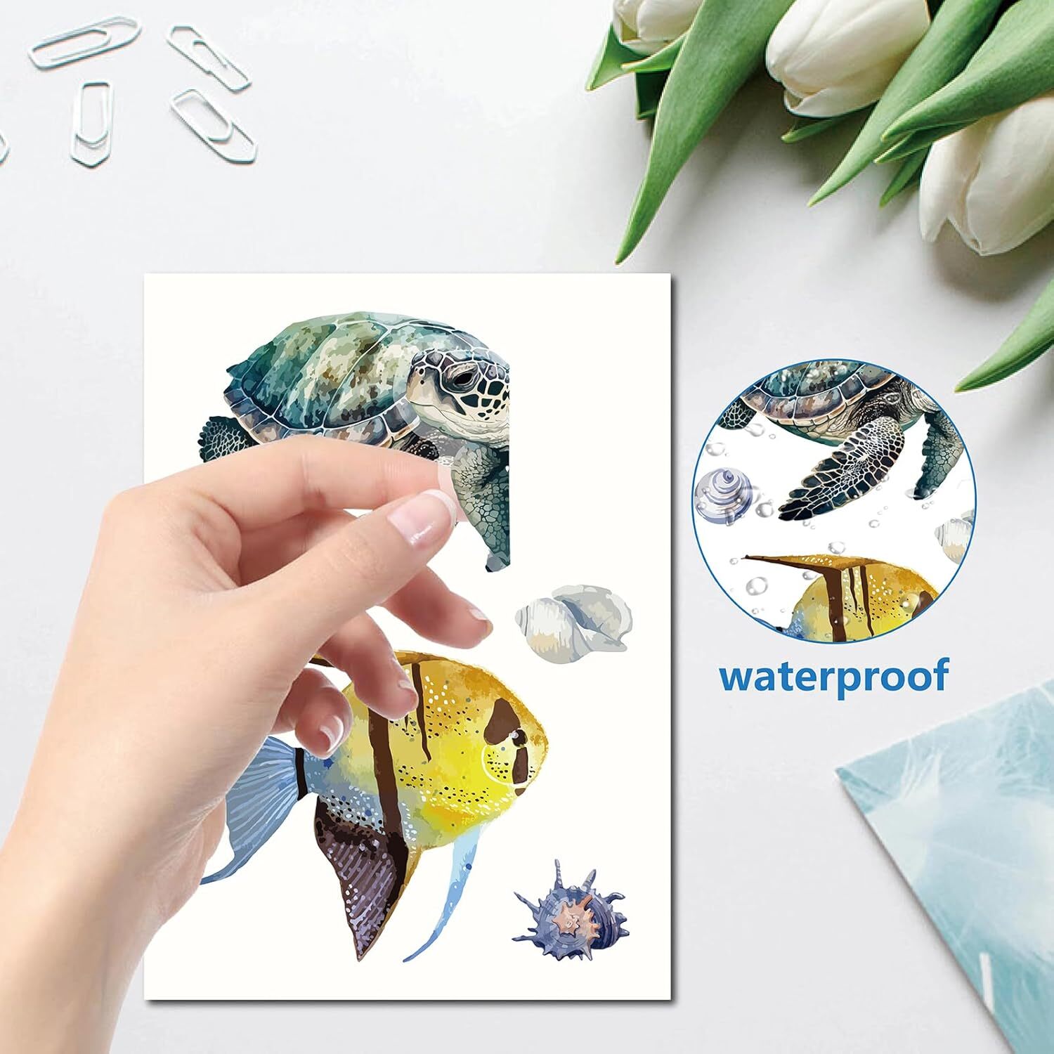 CRASPIRE 8 Sheets Sea Life Window Decals Stickers Ocean 3D Turtle Seahorse Starf